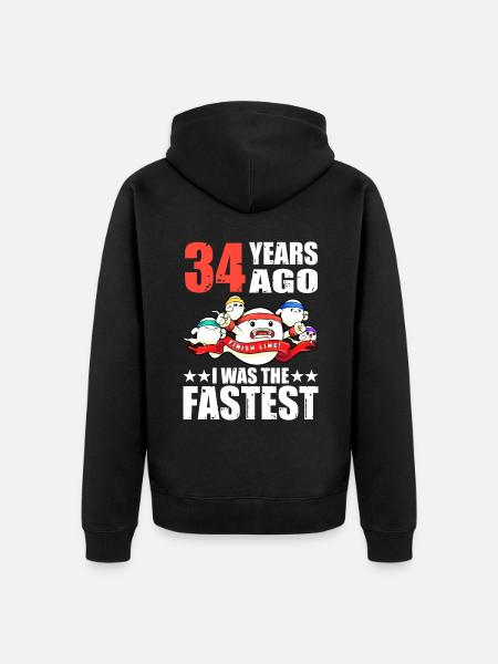 34 years ago I was The Fastest Sperm To - Unisex Premium Organic Zip Hoodie - black