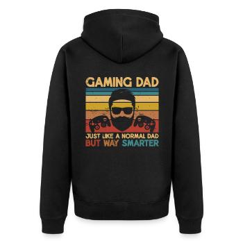 Der Gaming Dad Dads Controller Vatertag - Unisex Premium Bio Zip Hoodie - Schwarz - Hinten - Nico (187cm)