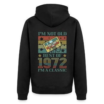 Ich Bin Nicht Alt, Ich Bin Ein Klassiker Best Of - Unisex Premium Bio Zip Hoodie - Schwarz - Hinten - Nico (187cm)