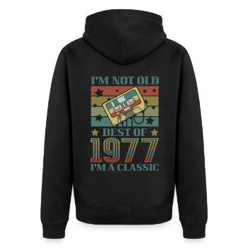Ich Bin Nicht Alt, Ich Bin Ein Klassiker Best Of - Unisex Premium Bio Zip Hoodie - Schwarz - Hinten - Nico (187cm)
