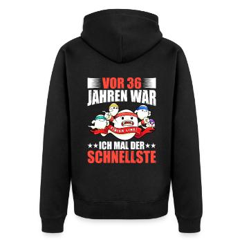 36 Jahren War Ich Der Schnellste Geburtstag - Unisex Premium Bio Zip Hoodie - Schwarz - Hinten - Nico (187cm)