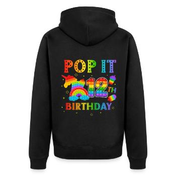 Pop It 12e anniversaire 12 fête pour les filles Pop It - Veste à capuche bio Premium Unisexe - noir - Dos - Nico (187cm)