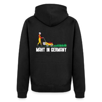Mäht In Germany Rasenmäher Mäht - Unisex Premium Bio Zip Hoodie - Schwarz - Hinten - Nico (187cm)