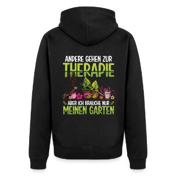 Andere Gehen Zur Therapie, Aber Ich Brauche Einen - Unisex Premium Bio Zip Hoodie - Schwarz - Hinten - Nico (187cm)