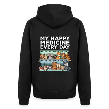 Ma pilule happy medicine tous les jours - Veste à capuche bio Premium Unisexe - noir - Dos - Nico (187cm)