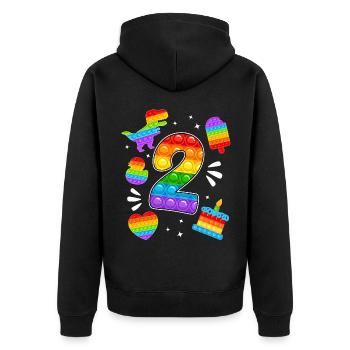 2. Geburtstag Pop 2 Jahr Party Für Jungen pop it - Unisex Premium Bio Zip Hoodie - Schwarz - Hinten - Nico (187cm)