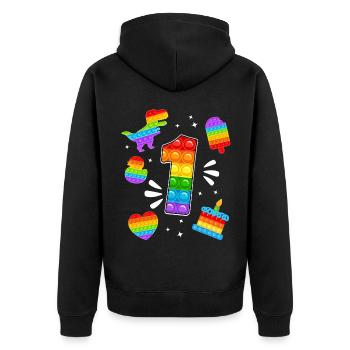 1er anniversaire Pop 1 Year Party For Boys pop it - Veste à capuche bio Premium Unisexe - noir - Dos - Nico (187cm)