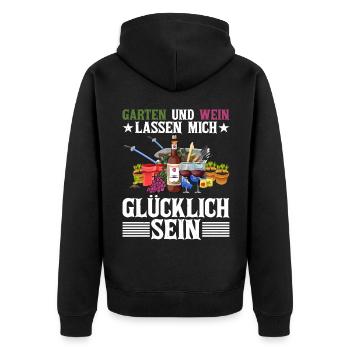 Garten Und Wein Lass Mich Glücklich Sein - Unisex Premium Bio Zip Hoodie - Schwarz - Hinten - Nico (187cm)