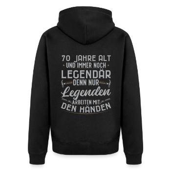 legendärer 70-jähriger 70. Handwerker Geburtstag - Unisex Premium Bio Zip Hoodie - Schwarz - Hinten - Nico (187cm)