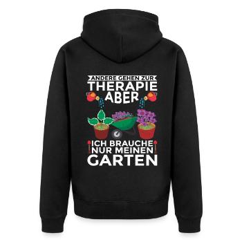 Andere Gehen Zur Therapie Ich Brauche Nur Einen - Unisex Premium Bio Zip Hoodie - Schwarz - Hinten - Nico (187cm)