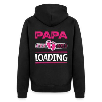 Papa 2023 Loading Dad To Be Baby Girl Father's Day - Unisex Premium Organic Zip Hoodie - black - Back - Nico (187cm)