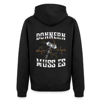 Donnern Muss Es Wikinger Kriegerin Walküre Odin - Unisex Premium Bio Zip Hoodie - Schwarz - Hinten - Nico (187cm)