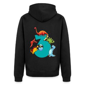 Dinosaure 3 ans 3ème fête d’anniversaire - Veste à capuche bio Premium Unisexe - noir - Dos - Nico (187cm)