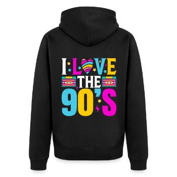 Ich Liebe Das Klassische Kostüm Der 90er Jahre - Unisex Premium Bio Zip Hoodie - Schwarz - Hinten - Nico (187cm)