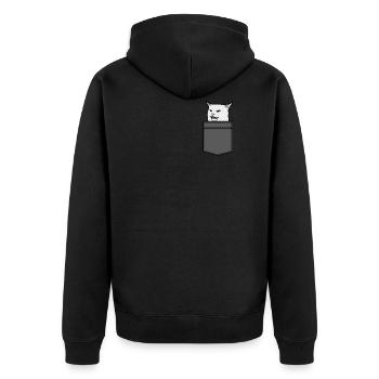 Lustig Weiße Katze Meme 2019 In der Tasche - Unisex Premium Bio Zip Hoodie - Schwarz - Hinten - Nico (187cm)