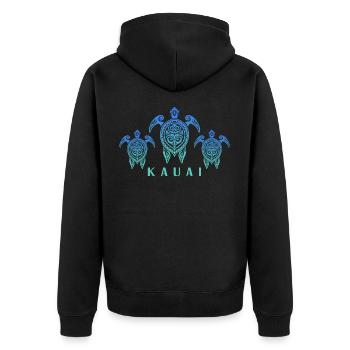 Kauai SeaTurtles - Unisex Premium Bio Zip Hoodie - Schwarz - Hinten - Nico (187cm)