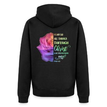 I Can Do All Things Through Christ LGBT Jésus - Veste à capuche bio Premium Unisexe - noir - Dos - Nico (187cm)