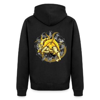 Taurus Zodiac Divine Armor - Unisex Premium Organic Zip Hoodie - black - Back - Nico (187cm)