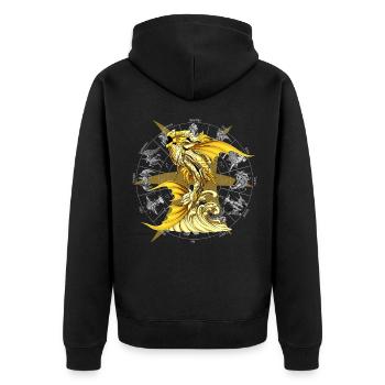Fische Tierkreis Göttliche Rüstung - Unisex Premium Bio Zip Hoodie - Schwarz - Hinten - Nico (187cm)
