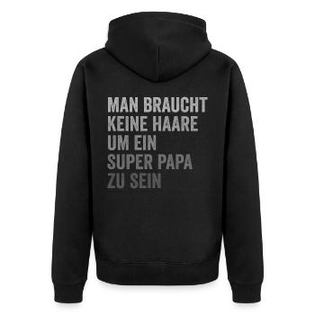 Dad Keine Haare Um Ein Super Papa Zu Sein Vatertag - Unisex Premium Bio Zip Hoodie - Schwarz - Hinten - Nico (187cm)