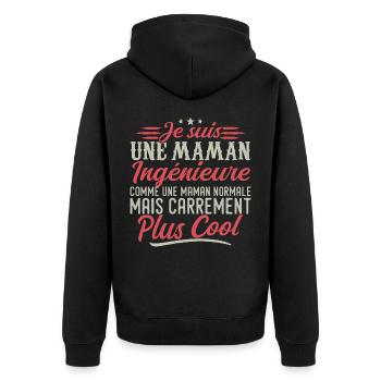 I'm an engineer mom, downright cool - Unisex Premium Organic Zip Hoodie - black - Back - Nico (187cm)