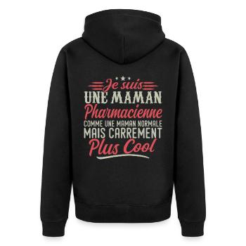 Ich bin Apotheker-Mama, ausgesprochen cool - Unisex Premium Bio Zip Hoodie - Schwarz - Hinten - Nico (187cm)