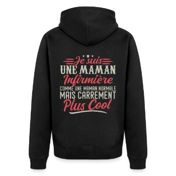 I'm a nurse mom, downright cool - Unisex Premium Organic Zip Hoodie - black - Back - Nico (187cm)