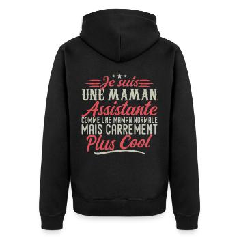 Je suis une maman Assistante, carrément cool - Veste à capuche bio Premium Unisexe - noir - Dos - Nico (187cm)
