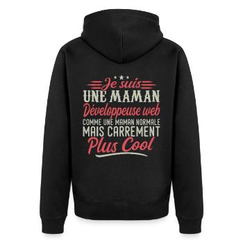 I'm a web developer mom, downright cool - Unisex Premium Organic Zip Hoodie - black - Back - Nico (187cm)