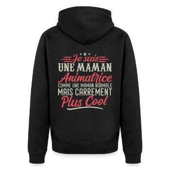 Ich bin eine Mama-Animatorin, ausgesprochen cool - Unisex Premium Bio Zip Hoodie - Schwarz - Hinten - Nico (187cm)