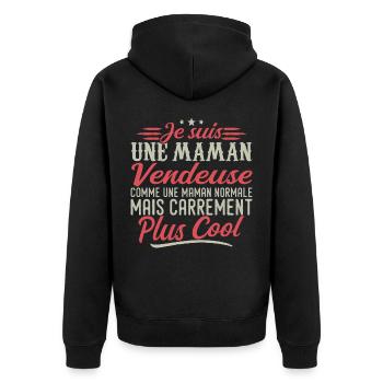 Je suis une maman Vendeuse, carrément cool - Veste à capuche bio Premium Unisexe - noir - Dos - Nico (187cm)