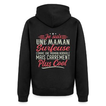 I'm a Surfer mom, downright cool - Unisex Premium Organic Zip Hoodie - black - Back - Nico (187cm)