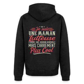 Je suis une maman Lutteuse, carrément cool - Veste à capuche bio Premium Unisexe - noir - Dos - Nico (187cm)