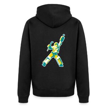 Hockey Torwart - Unisex Premium Bio Zip Hoodie - Schwarz - Hinten - Nico (187cm)