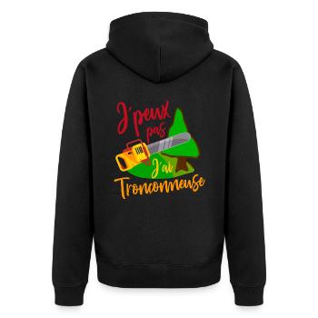 je peux pas j´ai tronçonneuse Bûcheron cadeau - Veste à capuche bio Premium Unisexe - noir - Dos - Nico (187cm)