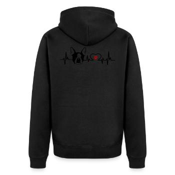 Battement de coeur Boston Terrier amoureux des chiens - Veste à capuche bio Premium Unisexe - noir - Dos - Nico (187cm)