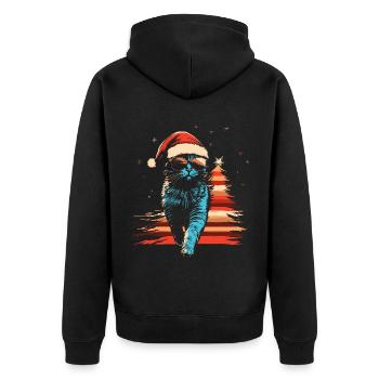 Russisch Blau Katze Weihnachtsmütze Sonnenbrille - Unisex Premium Bio Zip Hoodie - Schwarz - Hinten - Nico (187cm)