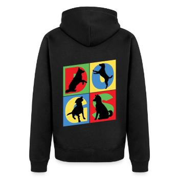Silhouettes de chien Chiot Chien Coloré Vintage Rétro - Veste à capuche bio Premium Unisexe - noir - Dos - Nico (187cm)