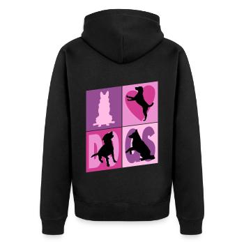 Chiens J’Aime Chiens Silhouettes Doggy Vintage - Veste à capuche bio Premium Unisexe - noir - Dos - Nico (187cm)