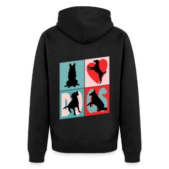 Chiens J’aime Chiens Silhouettes Chien Maman Chien Papa - Veste à capuche bio Premium Unisexe - noir - Dos - Nico (187cm)