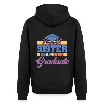 Stolze Schwester eines Absolventen 2022 - Abschlussgeschenke - Unisex Premium Bio Zip Hoodie - Schwarz - Hinten - Nico (187cm)