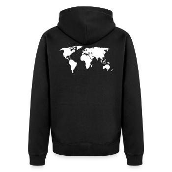 world map Weltkarte - Unisex Premium Bio Zip Hoodie - Schwarz - Hinten - Nico (187cm)