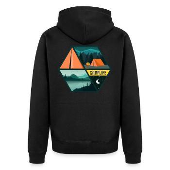 Camping Camper Outdoor Tent - Unisex Premium Bio Zip Hoodie - Schwarz - Hinten - Nico (187cm)