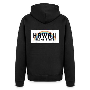 Hawaii Aloha State - Unisex Premium Bio Zip Hoodie - Schwarz - Hinten - Nico (187cm)