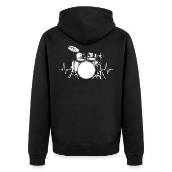 Drum Heartbeat Lifeline Music Lover Gift For Drumm - Unisex Premium Bio Zip Hoodie - Schwarz - Hinten - Nico (187cm)