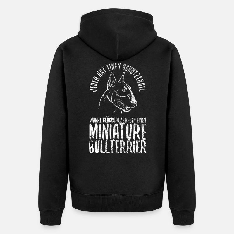 Miniatur Bullterrier Schutzengel Wachhund - Unisex Premium Bio Zip Hoodie - Schwarz