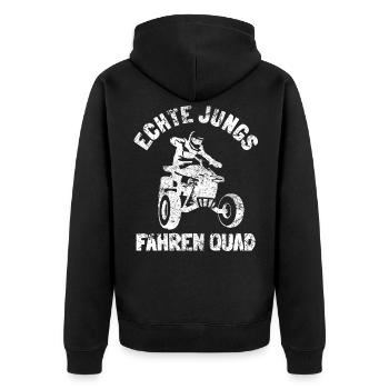 Echte Jungs Fahren Quad Bike - Unisex Premium Bio Zip Hoodie - Schwarz - Hinten - Nico (187cm)