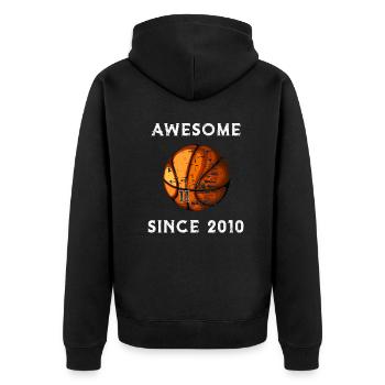 Basketball 2010 Birthday - Unisex Premium Organic Zip Hoodie - black - Back - Nico (187cm)