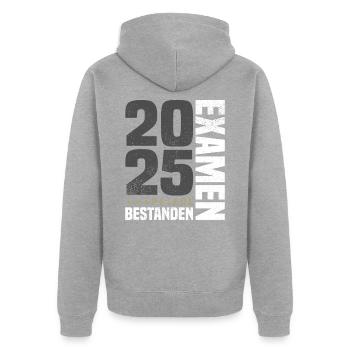 Pflege Examen Bestanden 2025 - Unisex Premium Bio Zip Hoodie - Grau meliert - Hinten - Nico (187cm)