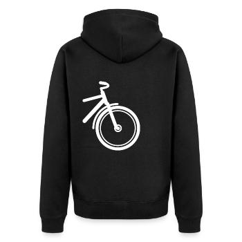 Bicycle Front Wheel - Contour White - Unisex Premium Organic Zip Hoodie - black - Back - Nico (187cm)